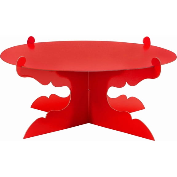 12 inch One Tier Cardboard Cake Stand,Red Cupcake Stand for Birthday Wedding DIY Dessert Decoration