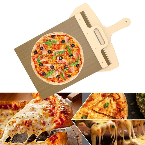 12 inch Pizza Paddle Sliding Pizza Peel with Handle and Baking Cloth Non-Stick Pizza Peel for Bread Kitchen Essential Baking (Brown,12inch)
