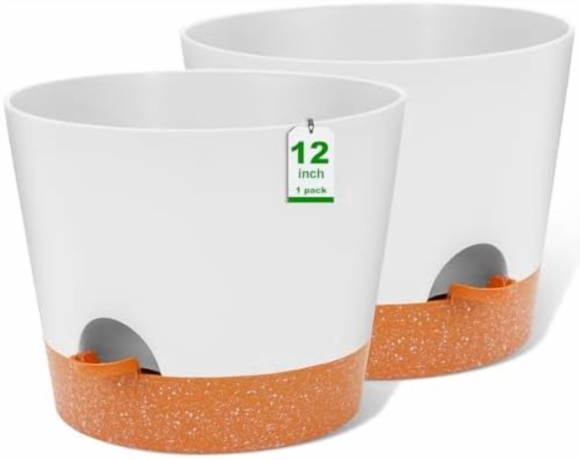 12 inch Plant Pots, planters,Self Watering Pots, 2 Pack Large Plastic ...