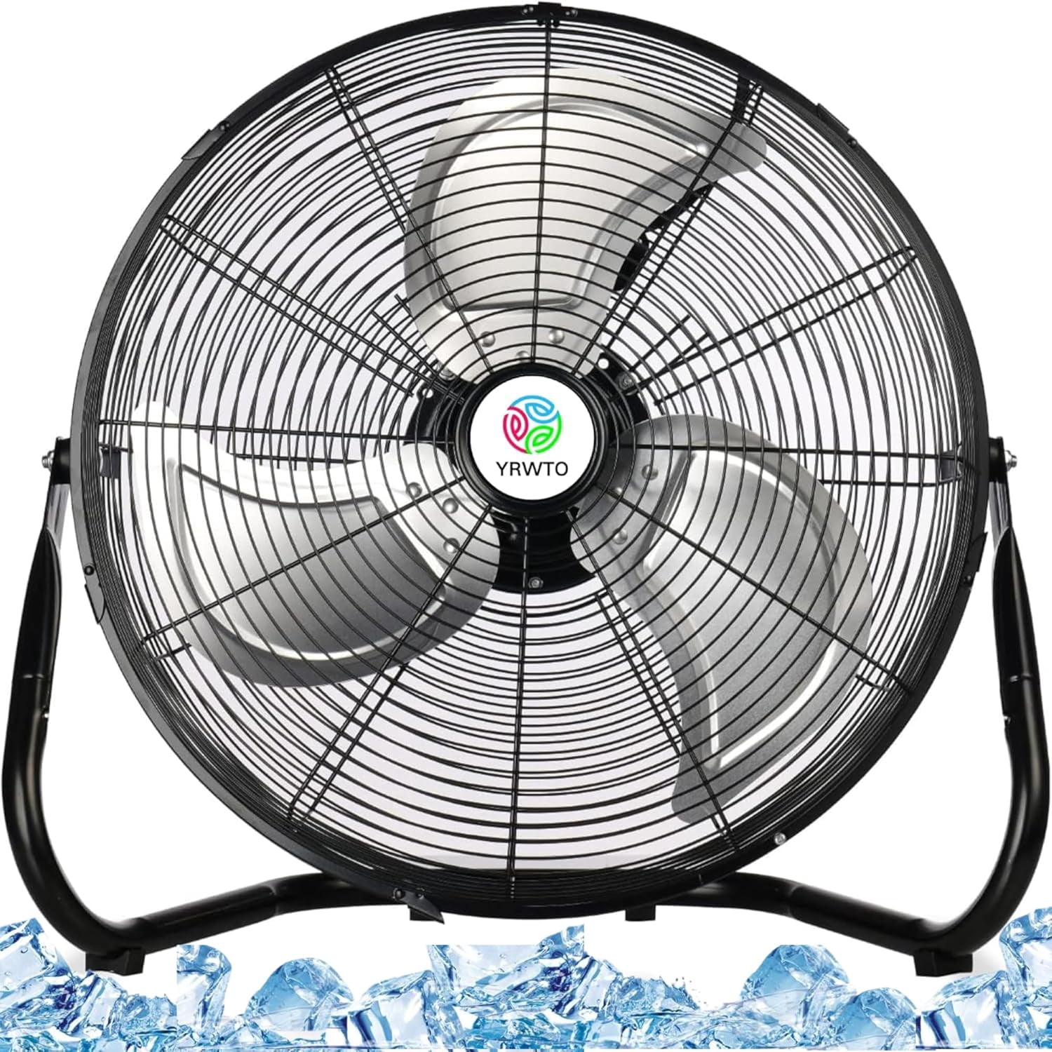 12 inch Portable Metal Fan, 3 speed High Velocity Floor Fan, 180 Degree ...
