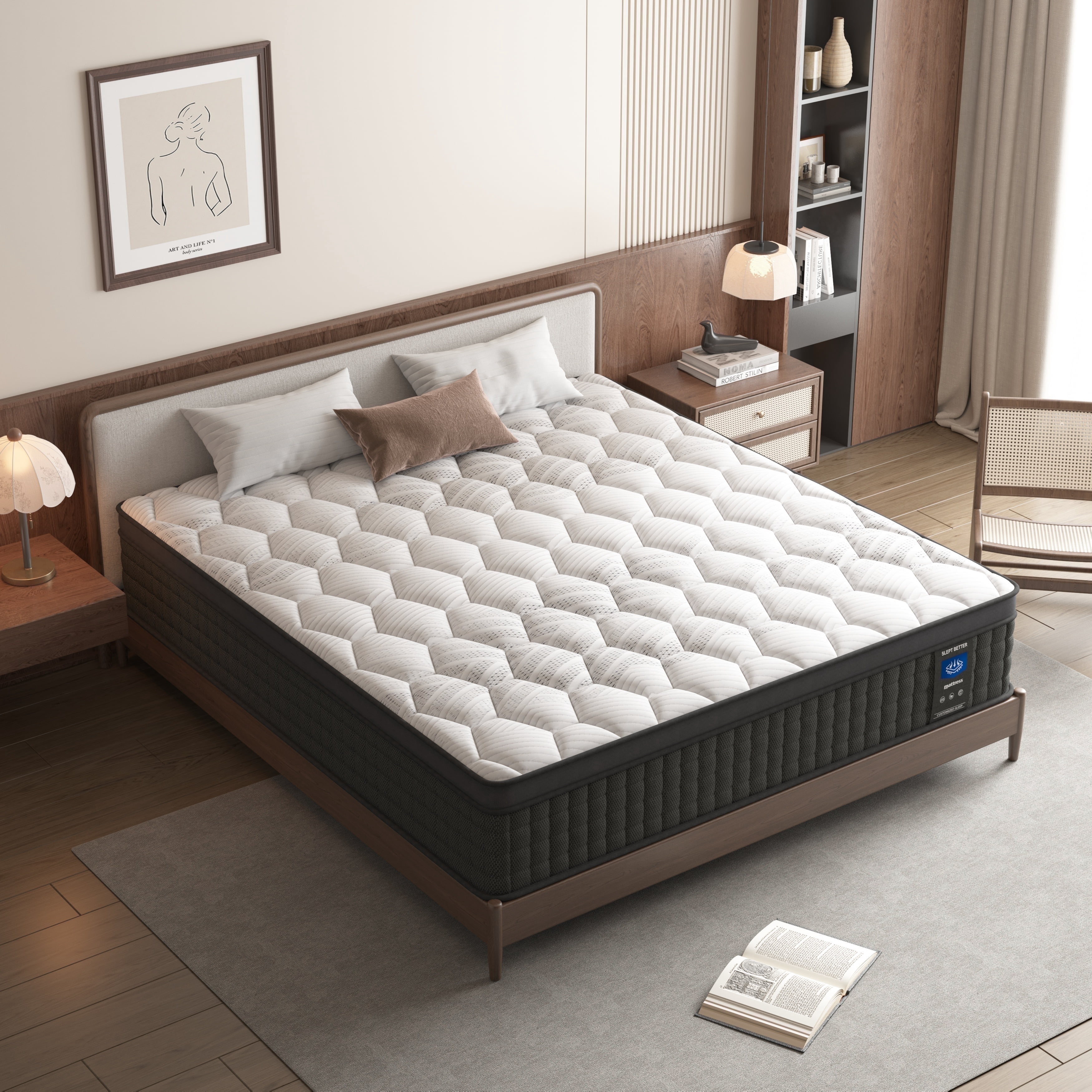 GUUKIN 12-Inch Queen Hybrid Mattress – Medium Comfort, Bed-in-a-Box