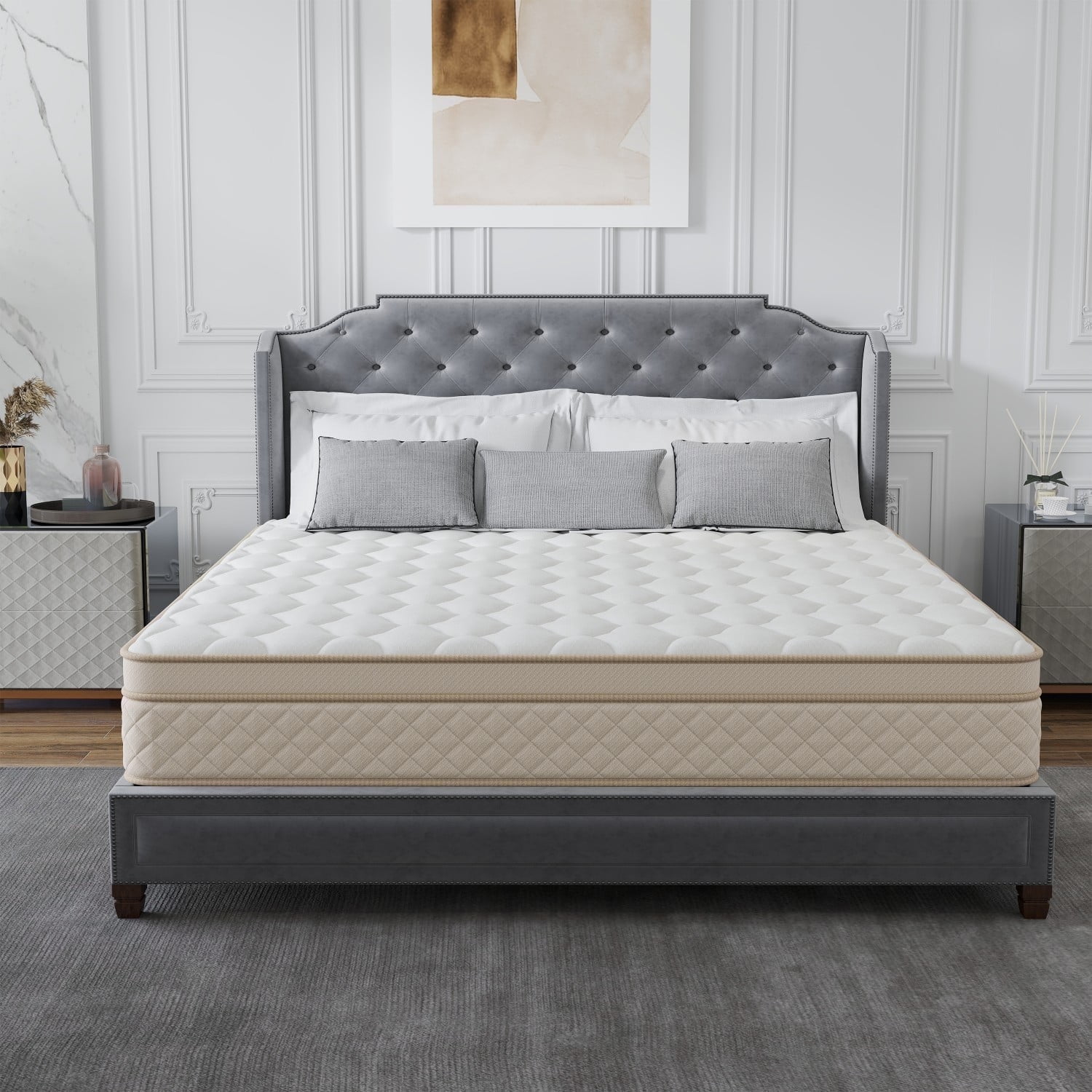 AMENDPATURE 12-inch Queen Size Hybrid Mattress in a Box: Gel-Infused Memory Foam + Pocket Spring Hybrid (Adult Use)