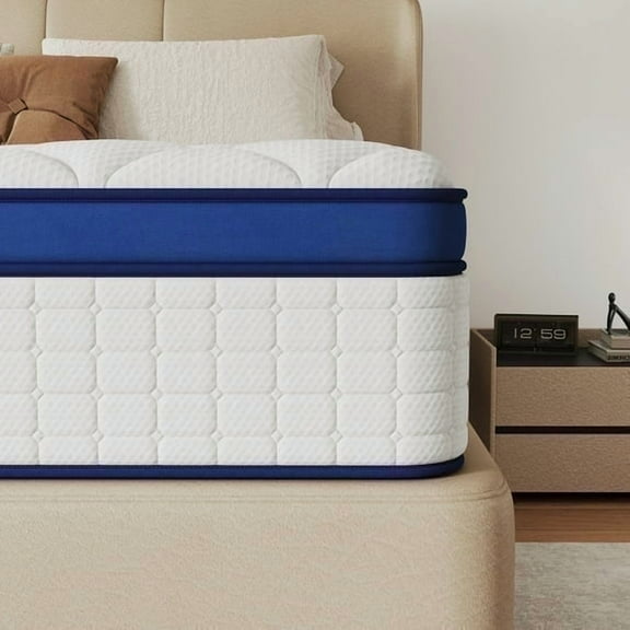 OPV 12 inch Queen Size Medium Firm Hybrid Mattress,High Density Foam Layer, Individually Pocketed Springs, Gel Design, Boxed Memory Foam Mattress, Hypoallergenic Material，Motion Isolation Feature