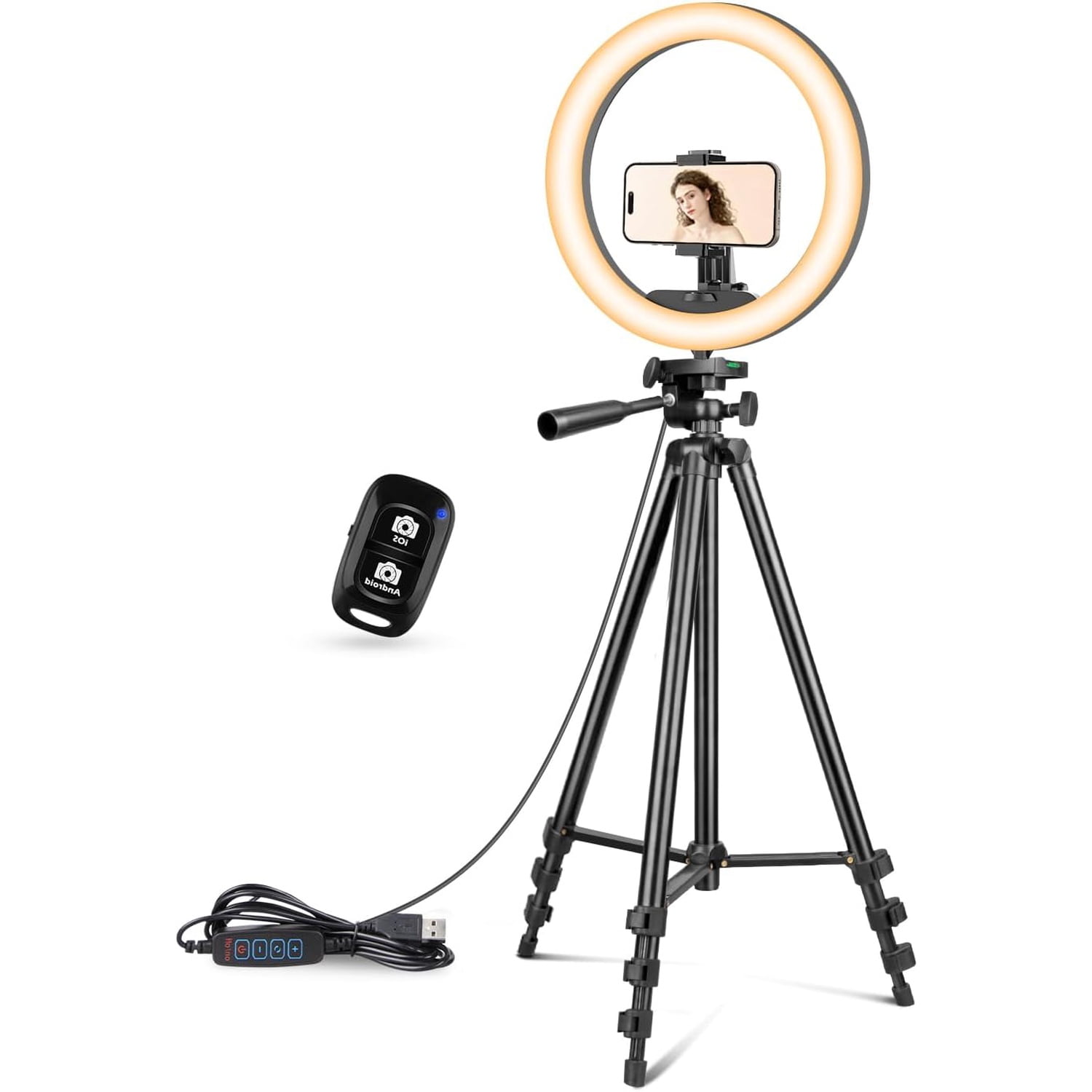 12 inch Ring Light with Stand, Selfie Ring Light with 50" Extendable Tripod Stand & Phone Holder for Live Stream/Makeup/YouTube Video