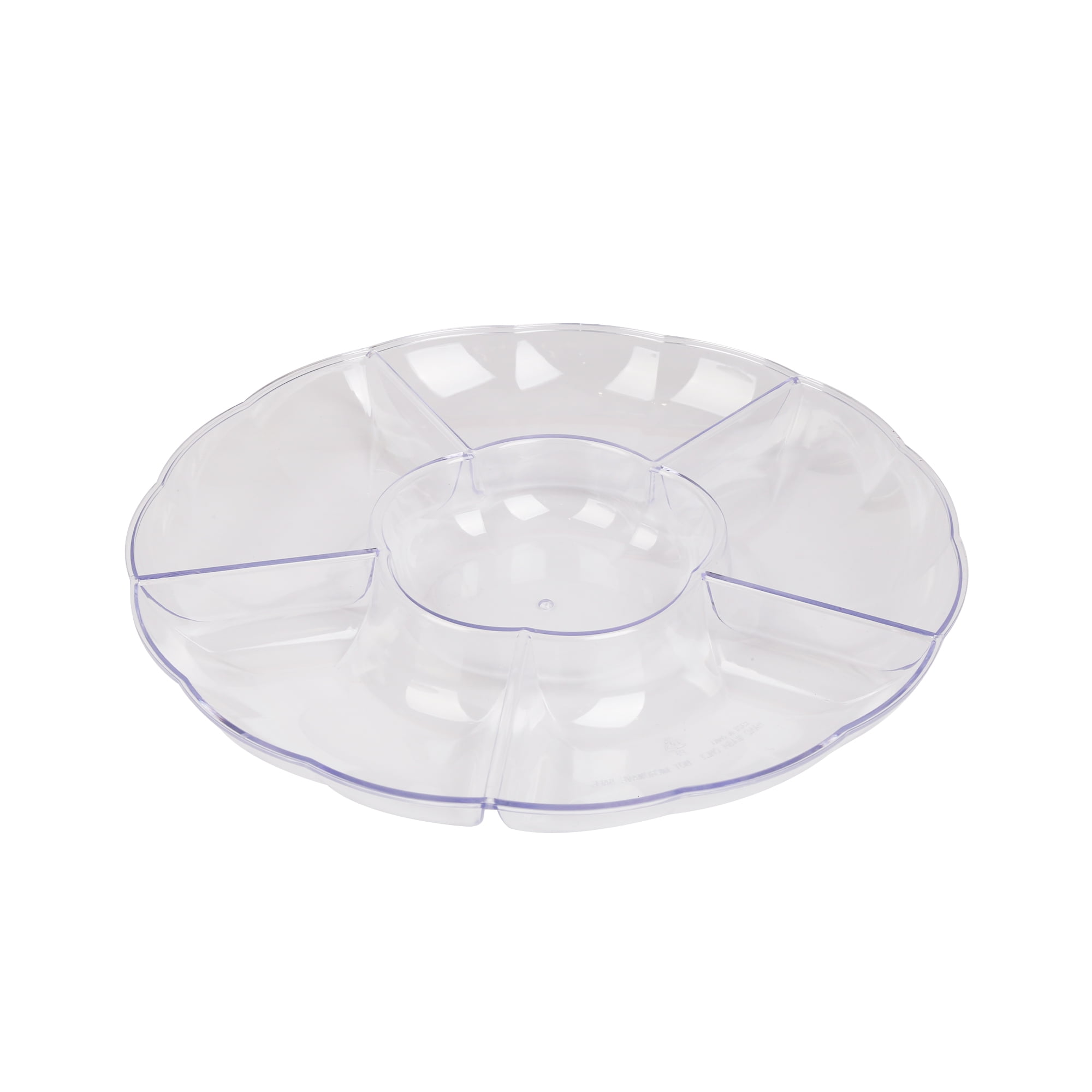 12 inch Clear Plastic Round 6 Compartment Serving Tray 25 Pack - Posh Setting