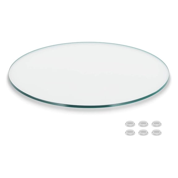 12 inch Round Glass Table Top - Clear Tempered Glass Surface Protector - Safe Flat Polished Edge - Coffee, Dining and End Table