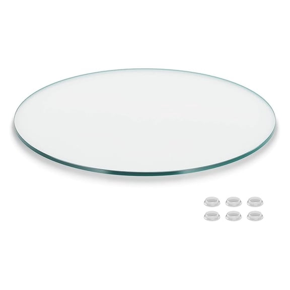 12 inch Round Glass Table Top - Clear Tempered Glass Surface Protector - Safe Flat Polished Edge - Coffee, Dining and End Table