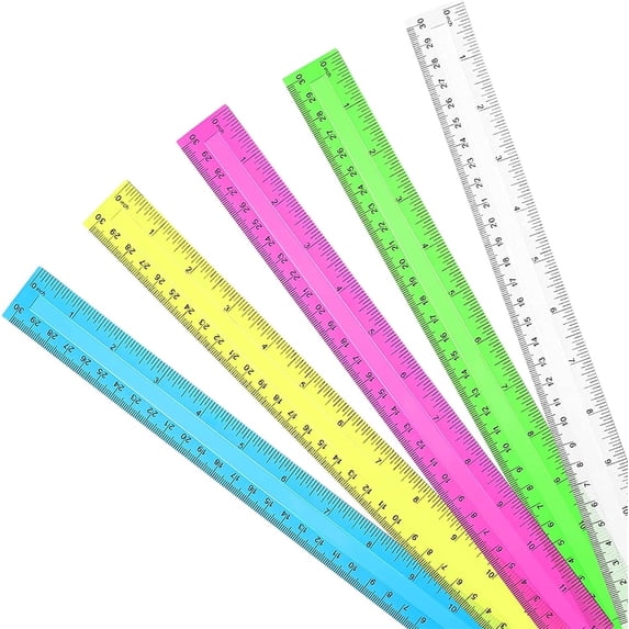 Color Ruler Commercial 12 inch Ruler Clear Plastic Rulers for Home Office Supplies, Assorted ...