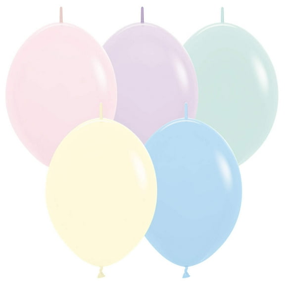 12 inch Sempertex Link-O-Loon Pastel Matte Assorted Latex Balloons (50 Pack) - Party Supplies Decorations