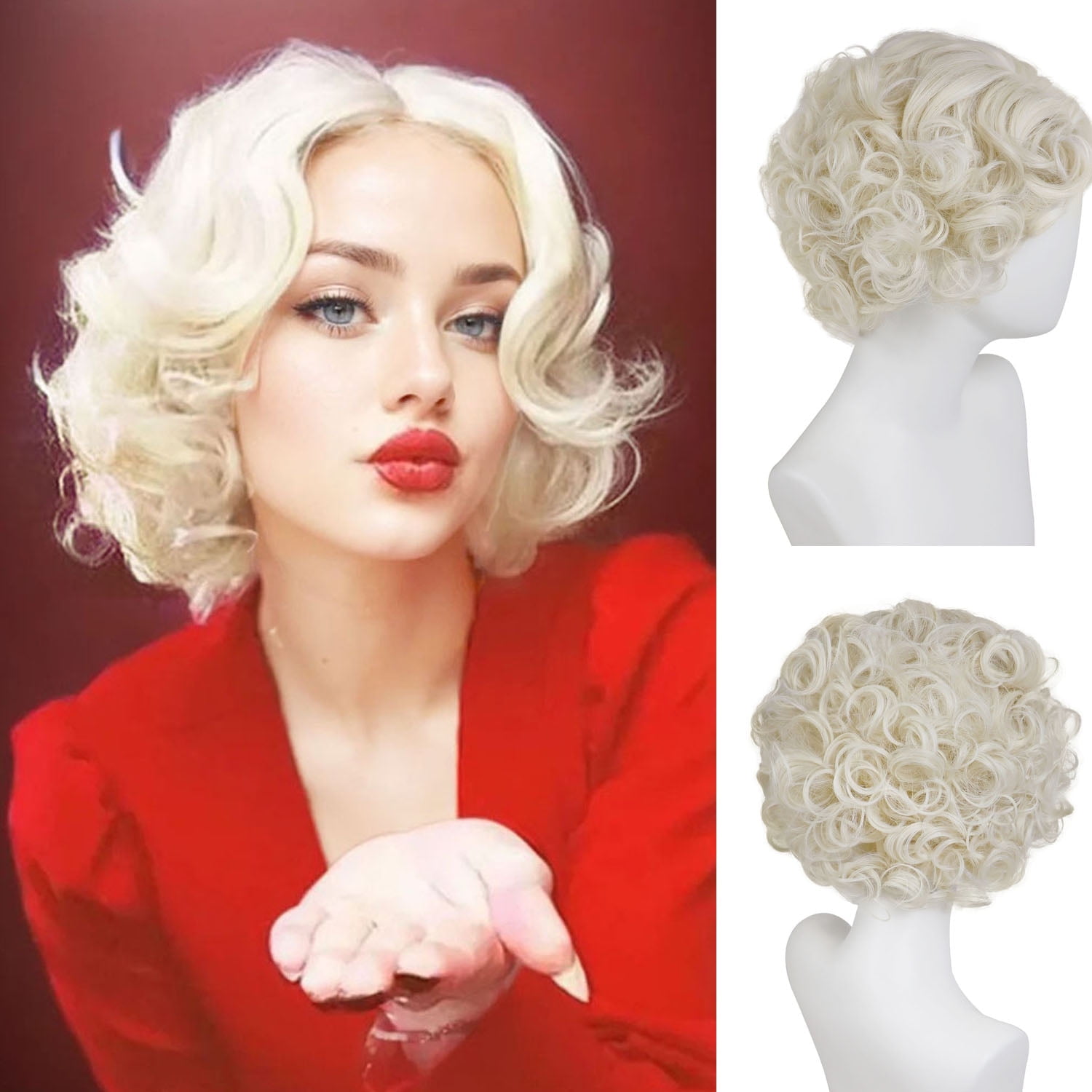 NEW ! Women Short Wig 16 Inch Curly Light Blonde Women Blonde Curly Short Wig - Etsy main image 2
