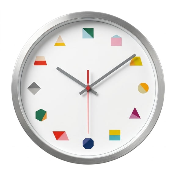 12 inch Silver Silent Wall Clock with Round Glass and Clear Reading