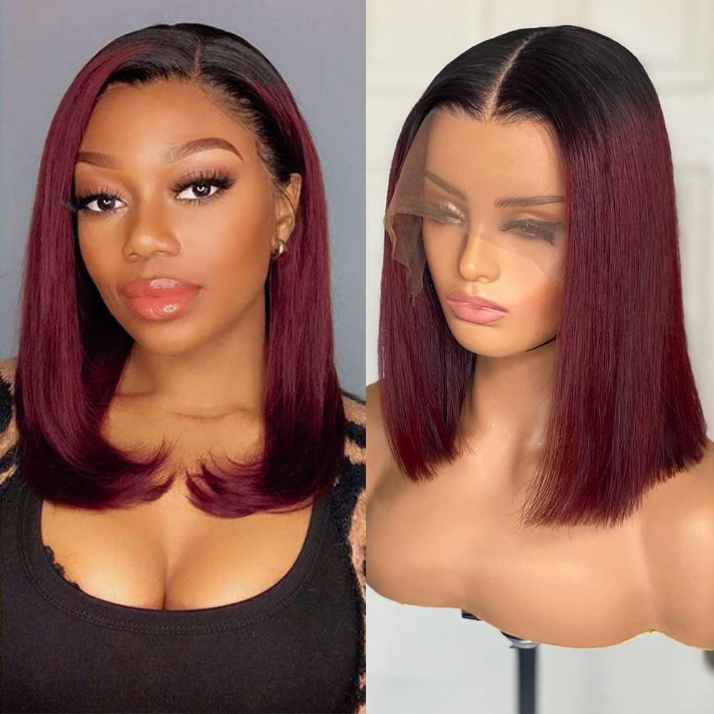 12 inch Straight Bob Wig Human Hair 13x4 HD Frontal Lace Wig Short Bob ...