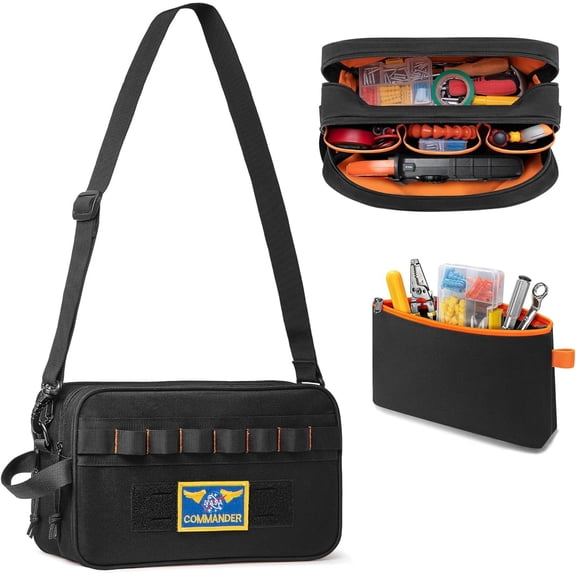12-inch Tool Bag with 1 Tool Pouch, Electric Tester Tool Storage Bag Compatible with Fluke Digital Multimeter/325 Clamp Multimeter/ T5 T6 Electrical , Tool Organizer for Electrician