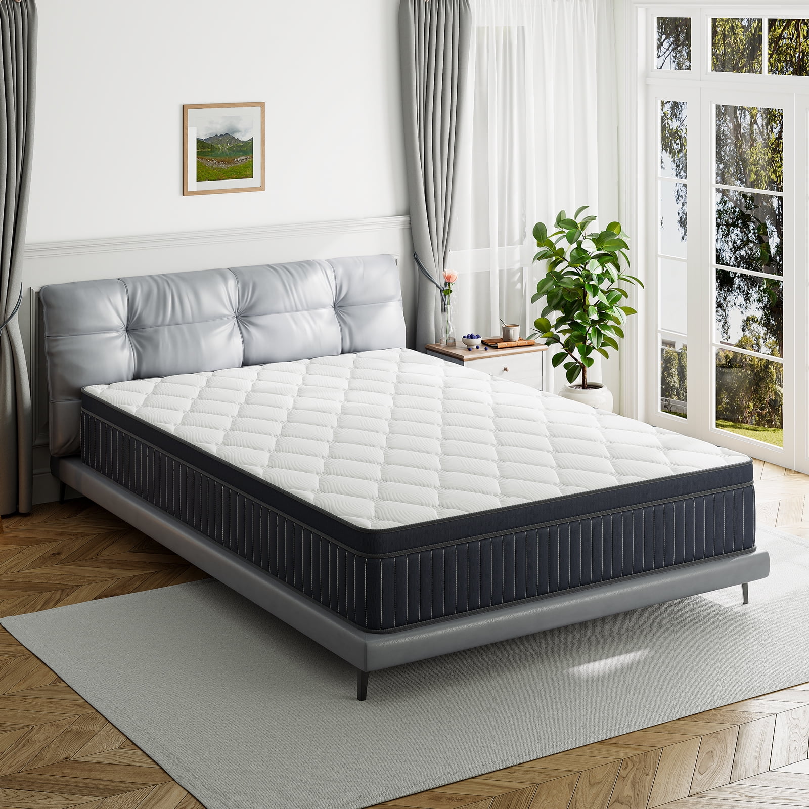 12 inch Twin Hybrid of Gel Memory Foam Mattress for Cool Sleep & Pressure Relief, Medium Firm Mattresses Bed-in-a-Box/Pressure Relieving