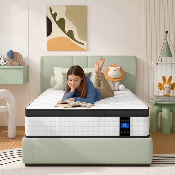 12 inch Twin Mattress, Sesslife Memory Foam Mattress in a Box, Cooling Gel Hybrid Mattress with Individual Pocket Springs & Knitted Fabric, Twin Size Mattress, Medium Firm, CertiPUR-US