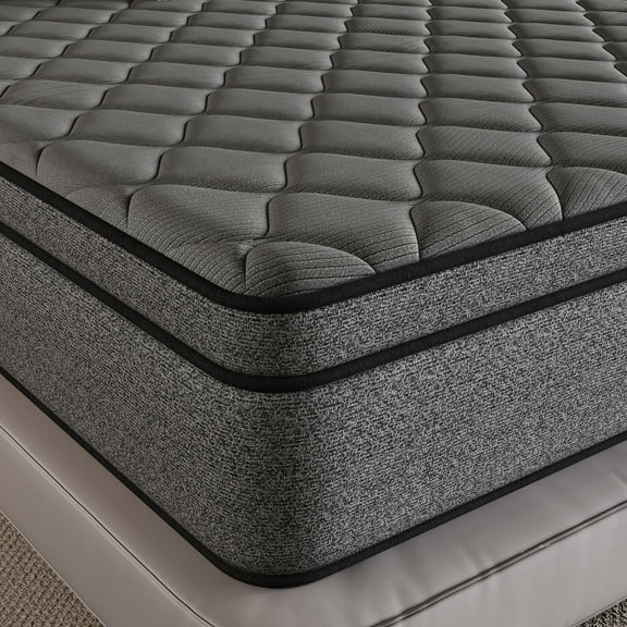 SILENCE MANGO 12 inch Twin Size Euro Top Mattress Grey Hybrid Medium Firm for Back & Lumbar Support,Bed Mattress in a Box,Individual Pocket Spring for Motion Isolation & Pressure Relief