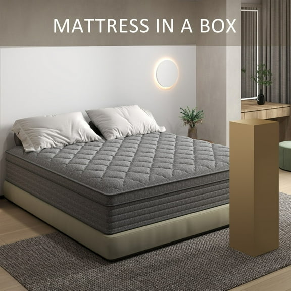 12 inch Twin Sized Hybrid Mattress in a Box, Featuring Individually Wrapped Pocket Springs, Semi Firm Feel, and Enhanced Durability and Support.