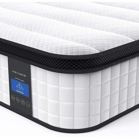 12 in Twin XL Mattress, Cooling Gel Memory Foam Hybrid Pocket Spring Mattress in a Box, Medium Firm