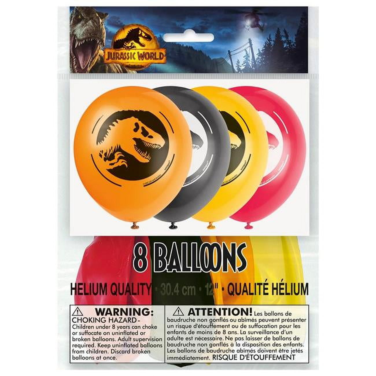 12 inch Unique Jurassic World 3 (8 Pk) Latex Balloons (1 Pack) - Party Supplies Decorations