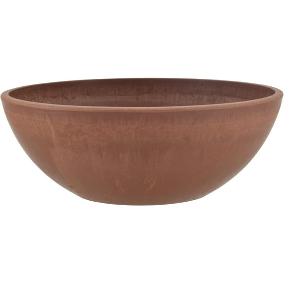 12-inch shallow bowl-shaped planter made of plastic/stone/wood composite material – no drainage holes (drillable possible), shallow indoor/outdoor planter, suitable for succulents and bonsai.