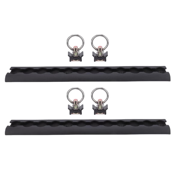 12 inches / 30.4 cm Thickened Aluminum L Track Tie Down Rail Cargo Management System with 4 Round Rings for Motorcycles ATVs Dirt Bikes Pickup Trucks Enclosed Trailers Black