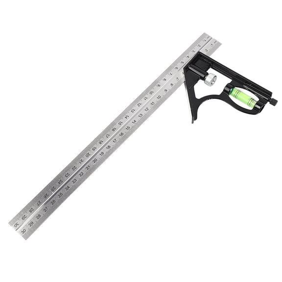 12 inches / 300 mm Adjustable Combination Square Angle Ruler 45/90 Degree with Bubble Level for Woodworking