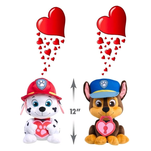 12-inches Paw Patrolâ„¢ Lots of Love Chase & Marshall Large Plush Stuffed Animal Toys Bundle of 2 Characters