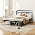 thumbnail image 1 of 12 inches Queen Size Bed Frame with Minimalist headboard,Metal Platform Base with Strong Metal Slats,Mattress Foundation for Under Bed Storage,Easy Assembly,Black, 1 of 8