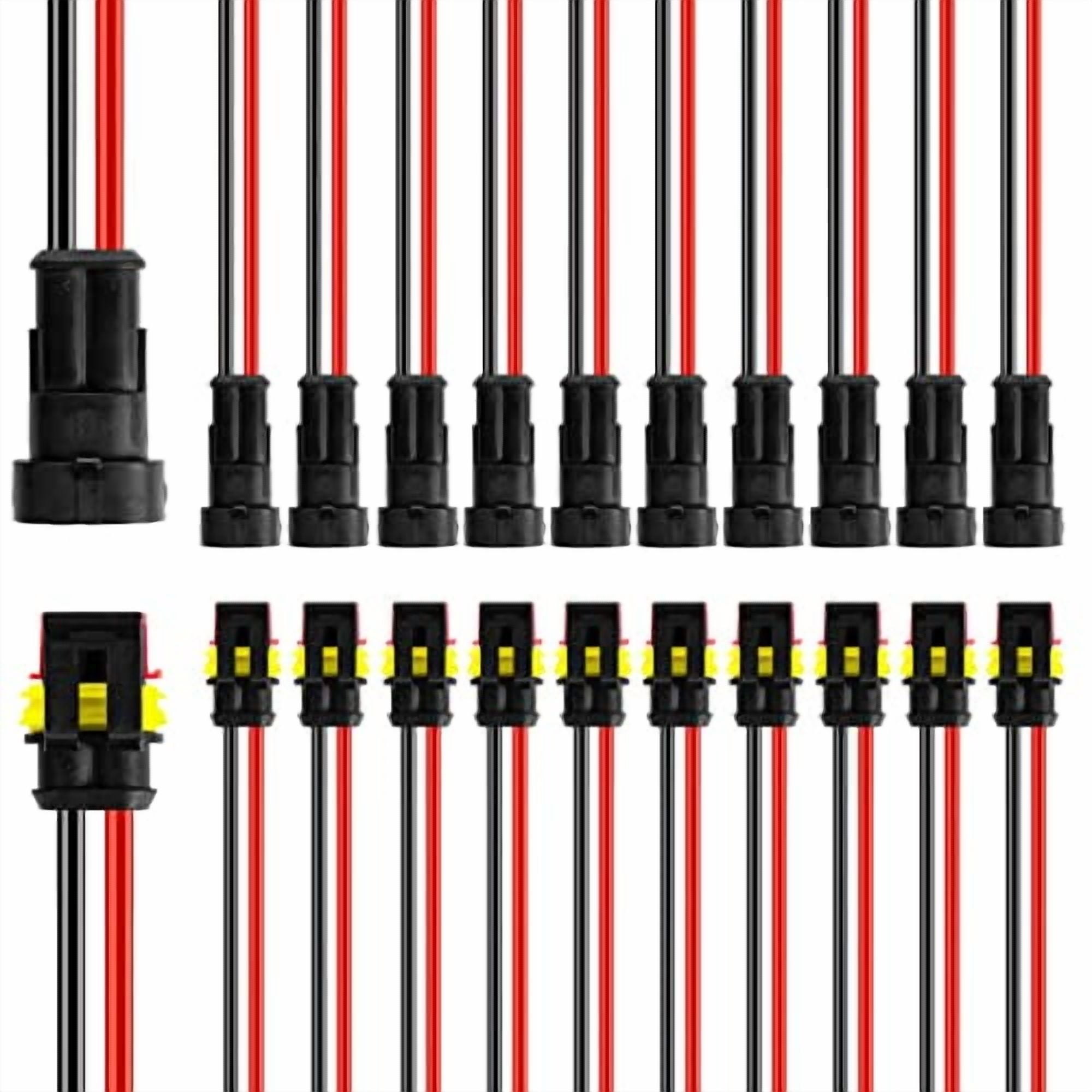 12 kit 2 Pin Way Electrical Wire Connector Waterproof Connector 2 Wire ...
