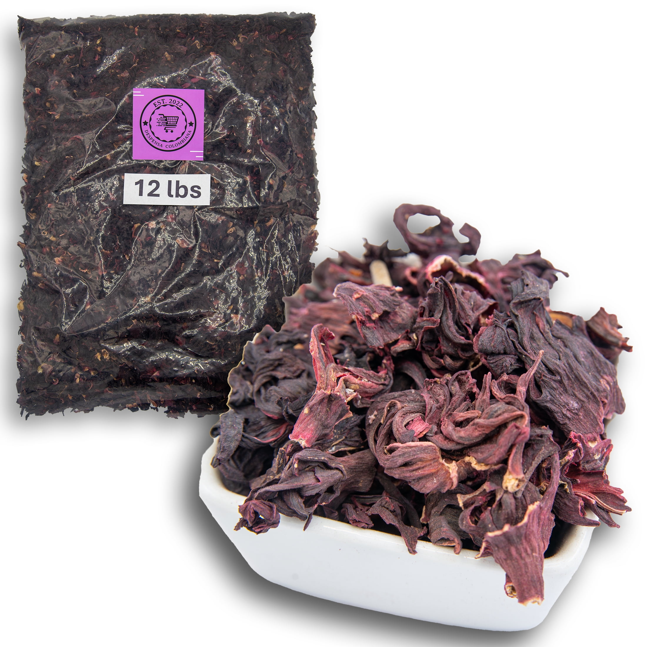 12 lbs Dried Hibiscus Loose-Leaf Flor de Jamaica, 192.00 oz Despensa Colombiana Bag