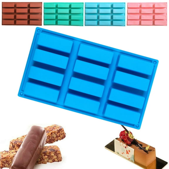 12-link Bar Molds Rectangle Silicone Candy for Baking Chocolate Small Rectangular Molds Cake Baking Molds