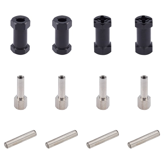 12 mm Wheel Hex Hub 4pcs Offset Extension Hex Drive Adapter Hubs Combiner Coupler for 1/10 Traxxas SCX10 D90 Car 1x0.53x0.47inch Black