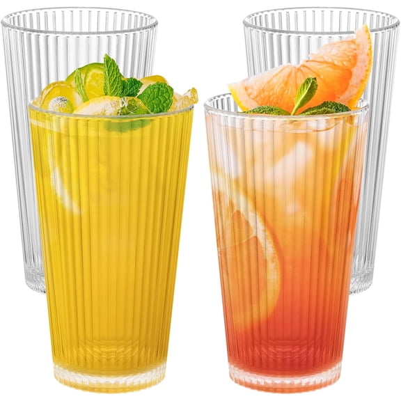 12-ounce Plastic Water Tumblers | Set of 4 Transparent Unbreakable Drinking Glasses Clear Reusable Kids Drinking Cups for Parties,BBQs, Picnics & Beach, Dishwasher Safe, Stackable