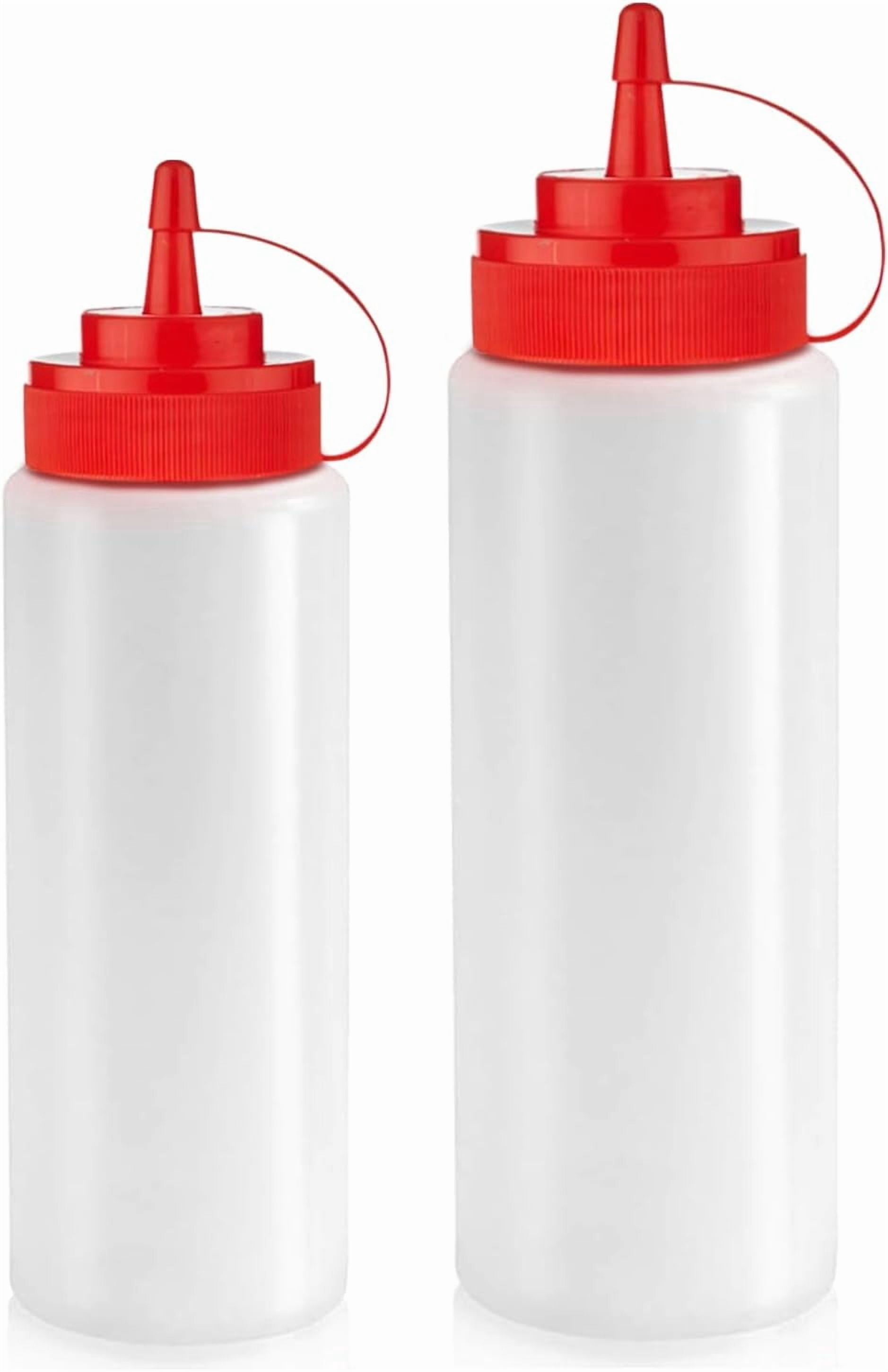12 oz & 16 oz Condiment Squeeze Bottles for Sauce – Leak Proof Oil, Syrup, Dressing Squirt Bottles – Easy Pour, Refill & Clean | 2 Pack