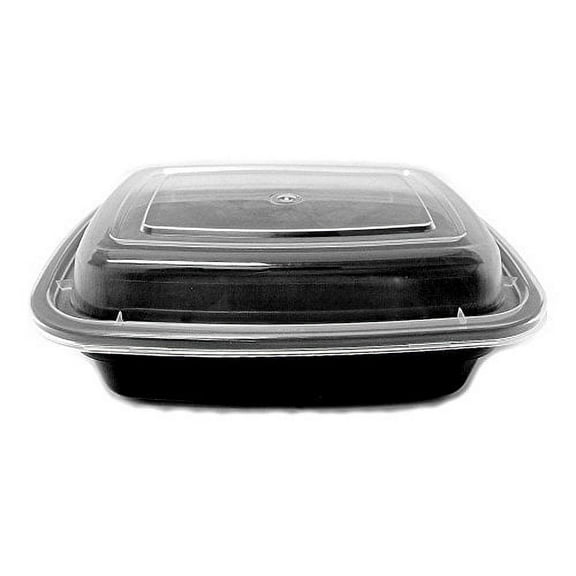 12 oz. Black Oblong Microwaveable Food Freezer Storage Container + Lid (Pack of 75 Sets)