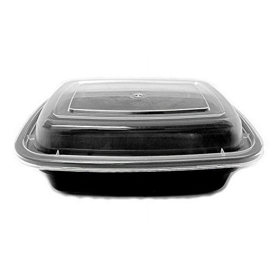 12 oz. Black Oblong Microwaveable Food Freezer Storage Container +Lid (pack of 25)