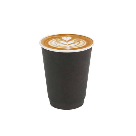 Restpresso 12 oz Black Paper Coffee Cup - Double Wall - 3 1/2" x 3 1/2" x 4 1/4" - 25 count box