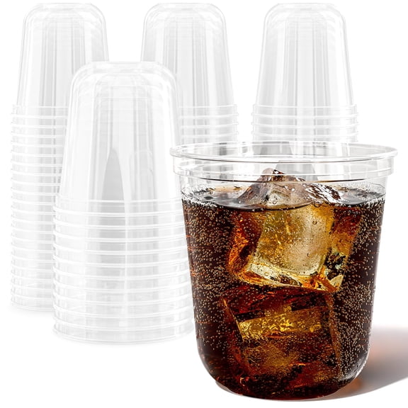 Stock Your Home 12oz Disposable Stemless Wine Glasses, 100 Pack, Commercially Compostable Cold Cups, Cocktail Cups, Round Bottom Plastic Cups, PLA Cups for Wine, Soda & Cocktails