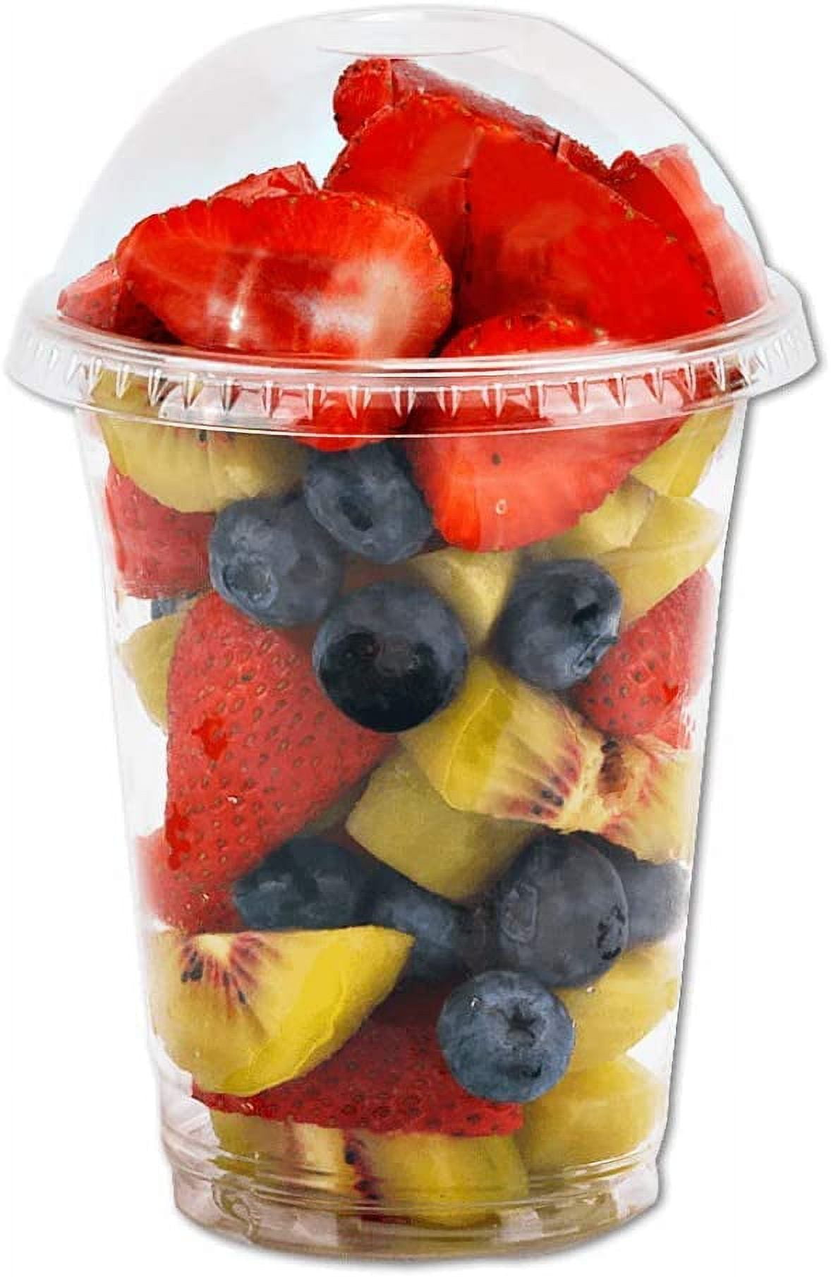 12 oz Clear Plastic Cups with Dome Lids No Hole - (30 Sets) PET Disposable Dessert Cup, Parfait cup for Ice Cream, Iced Cold Coffee Drinks, Cupcake. Fruit Cups for Kids bday Party with Nice Sealing