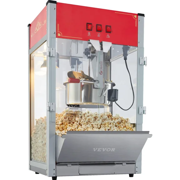 12 oz Commercial Popcorn Machine 1440W, Countertop Movie Theater Style Popcorn Maker with Warming Tray & Light, 80 Cups per Batch for Commercial Home Use