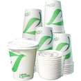 thumbnail image 1 of EcoQuality 12 oz Paper Cups with Flat Lids, White, Disposable, PLA Lined,  Hot and Cold Drink Cups (25 Count), 1 of 7