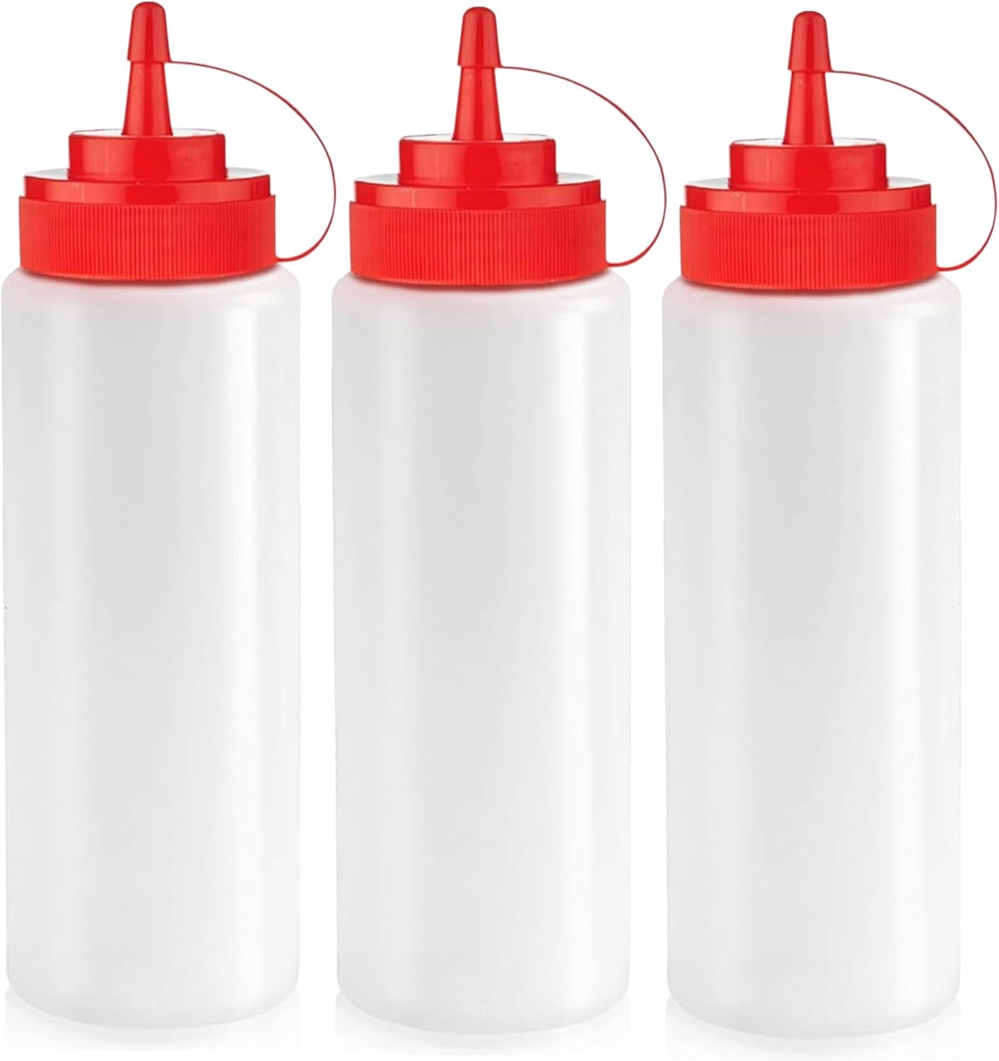 12 oz Condiment Squeeze Bottles for Sauces - Leak Proof Oil, Syrup, Dressing Squirt Bottles - 3 Pack