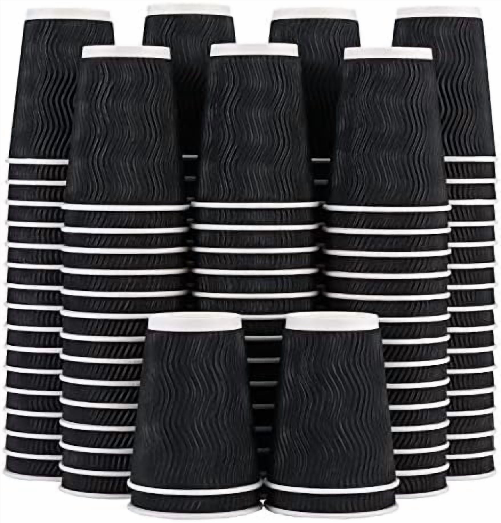 12 oz Disposable Coffee Cups - 120 Pack, Insulated Corrugated Paper ...
