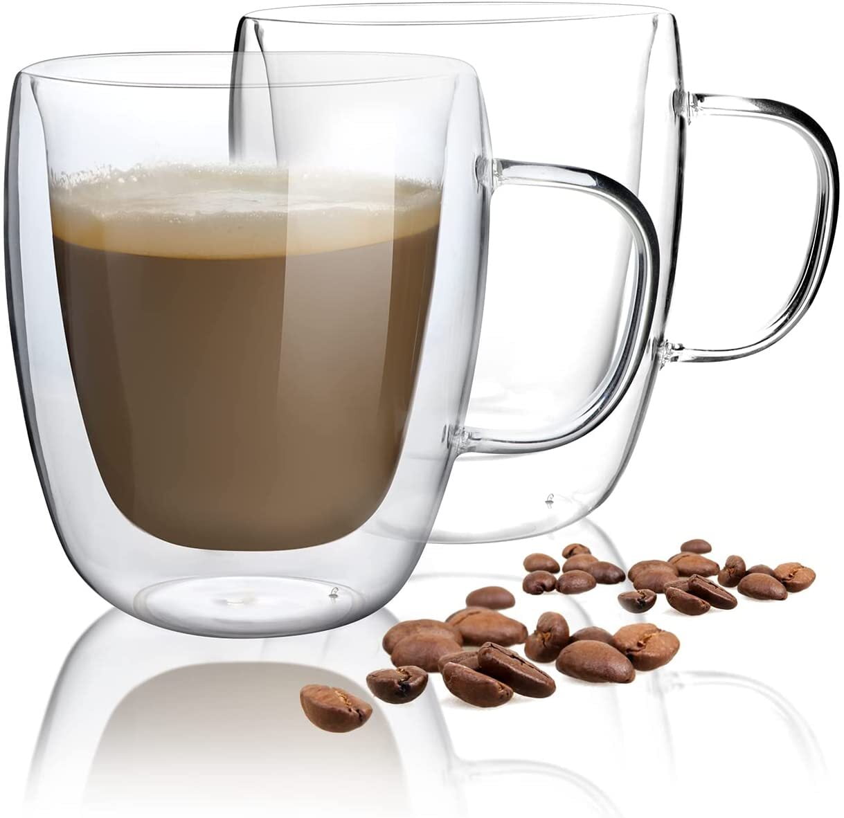 12 oz Double Wall Glass Coffee Cups Insulated Espresso Cups with