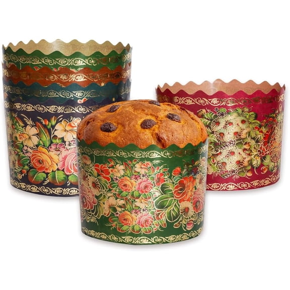 12 oz Easter Bread Baking Paper Molds | 12 Pack | Non-Stick Kulich Paska Mold Easter Bread Forms Panettone Paper Baking Molds