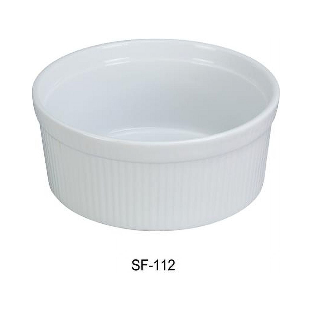 12 oz Fluted Porcelain Souffle Bowl, Super White 4.5 x 2.25 in