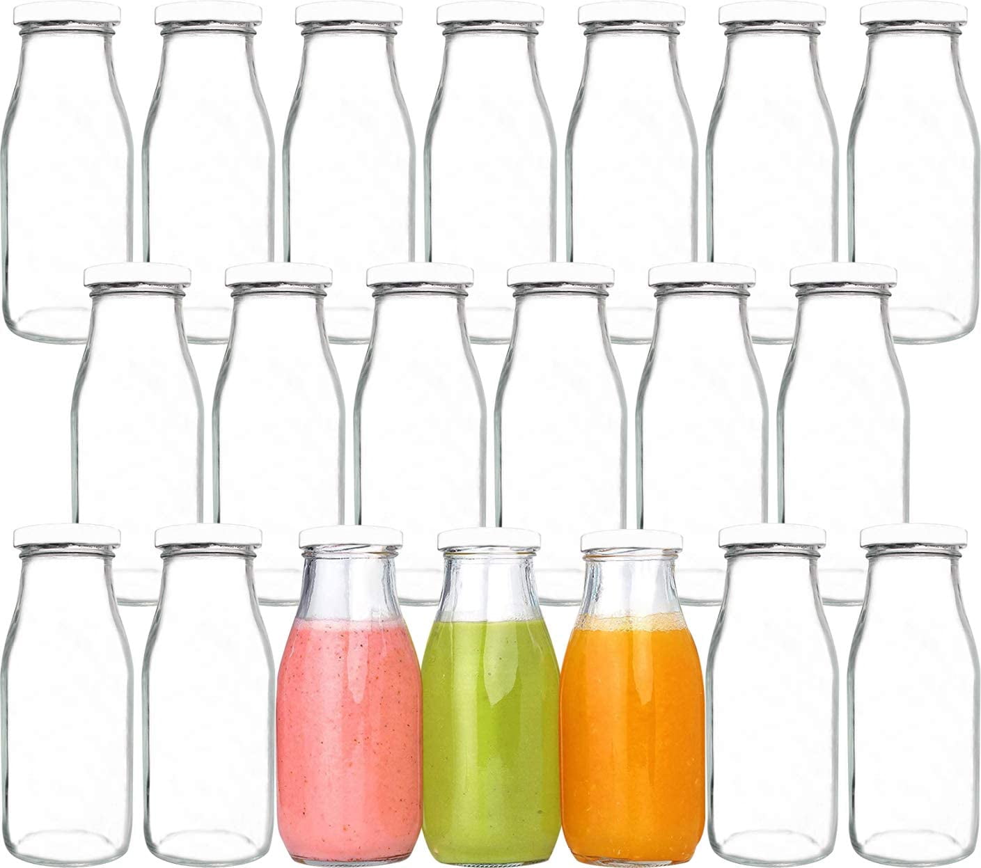12 oz Glass Bottles with Lids Vintage Breakfast Shake Container for