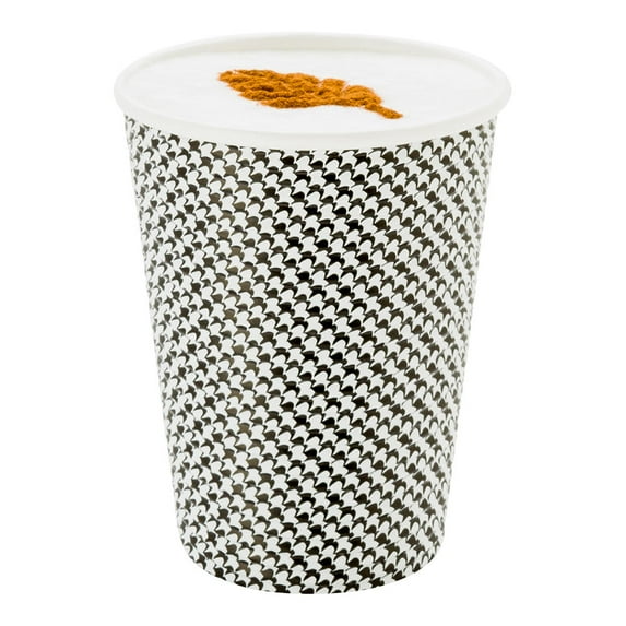 12 oz Houndstooth Paper Coffee Cup - Spiral Wall - 3 1/2\'\' x 3 1/2\'\' x 4 1/4\'\' - 500 count box