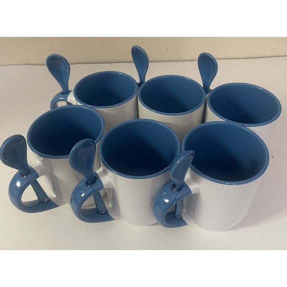 12 oz Inner and Handle Color Sublima Ceramic Mug with Spoon