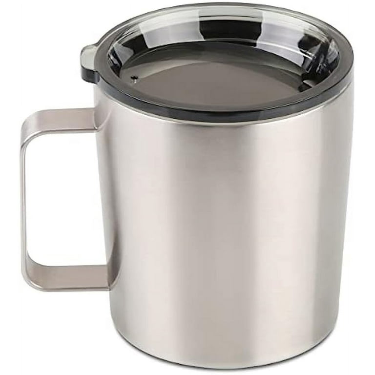 12 oz Insulated Coffee Mug with Lid, Stainless Steel, Double Wall Vacuum  Insulated Travel Mug Coffee Cup with Handle, Stainless Steel/Silver  (803-019) 